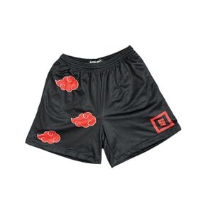 SMSLGHT Akatsuki Cloud Mesh Basketball Shorts Black Red Anime Naruto Mens Medium